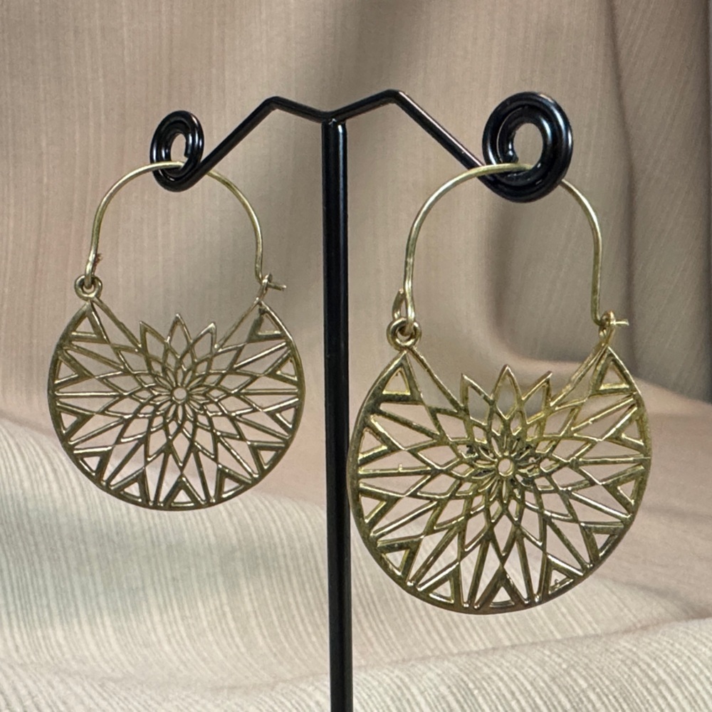 Sunburst Gold Hoop Earrings
